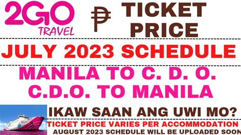 Flight Ticket from Manila to Cagayan de Oro .